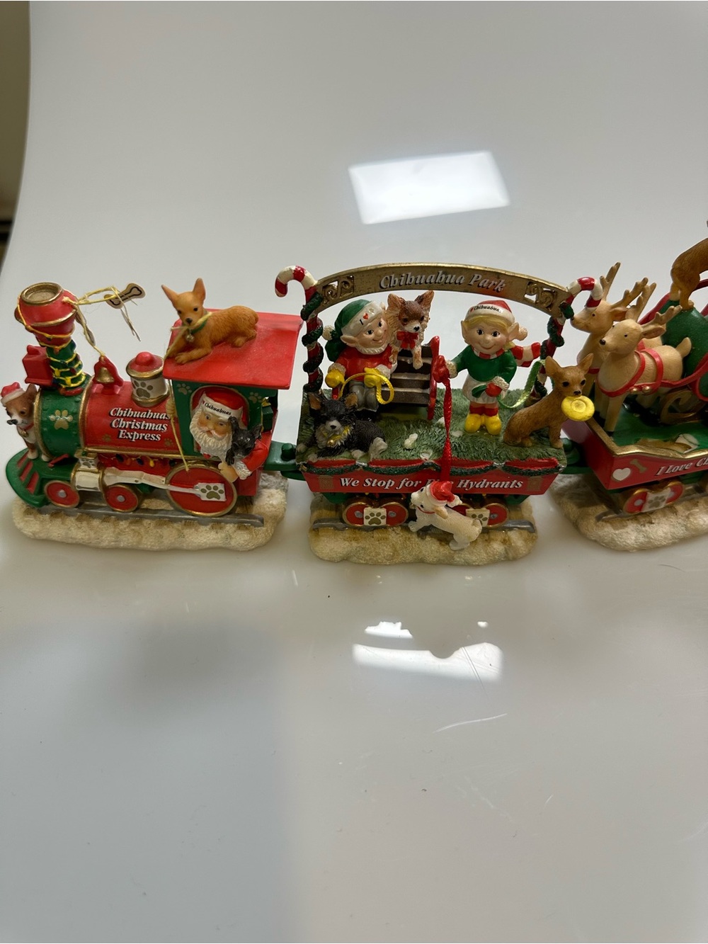 Discontinued Danbury Mint Chihuahuas Christmas Express Train Figurine